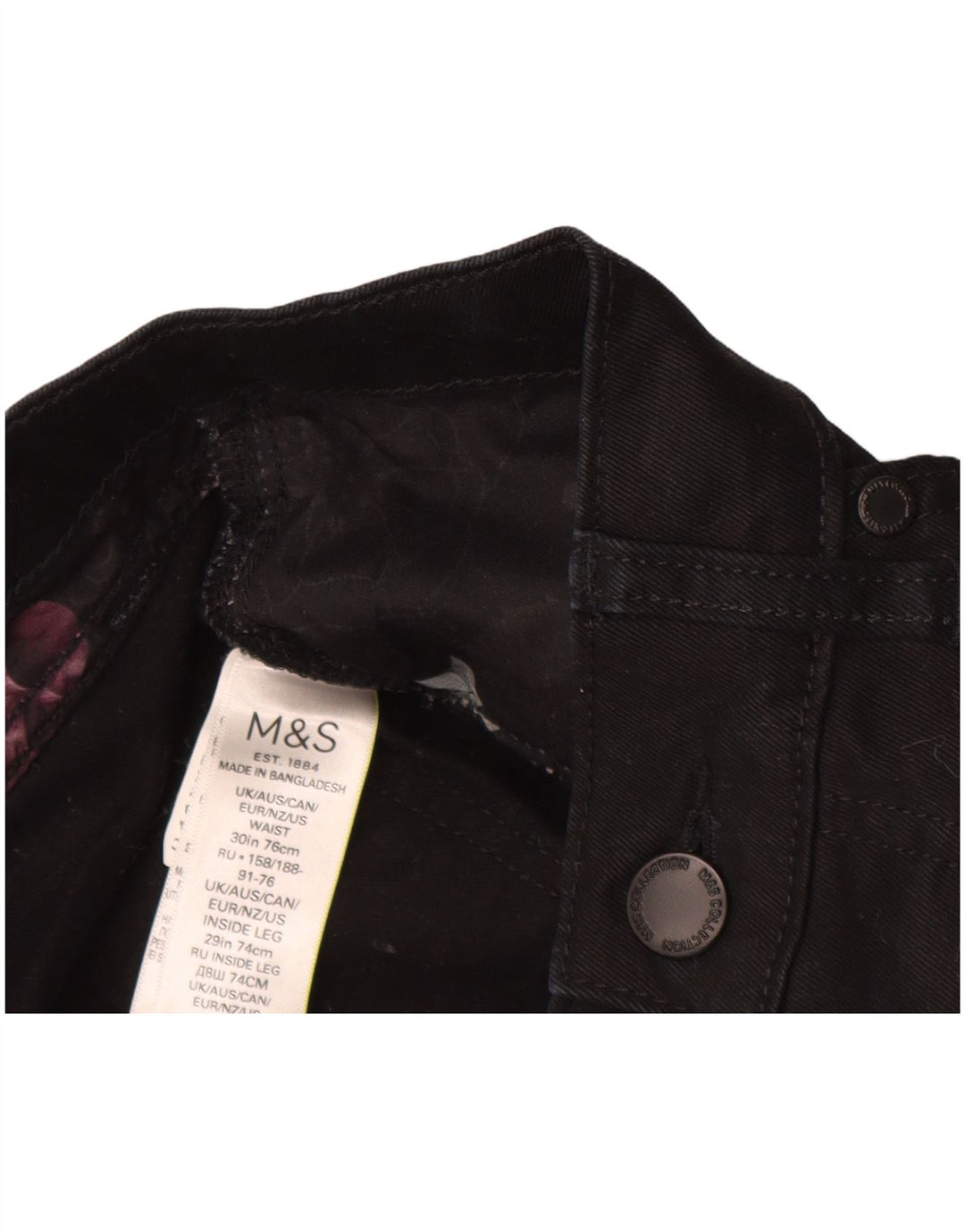 Marks & Spencer Γυναικείο ίσιο casual παντελόνι W30 L29 μαύρο βαμβακερό
