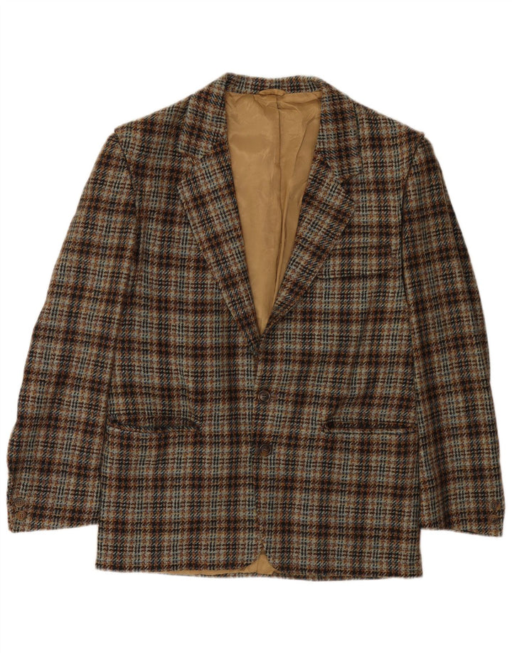 Vintage Ανδρικό τζάκετ με 2 κουμπιά σακάκι IT 44 XS μπεζ μαλλί Houndstooth