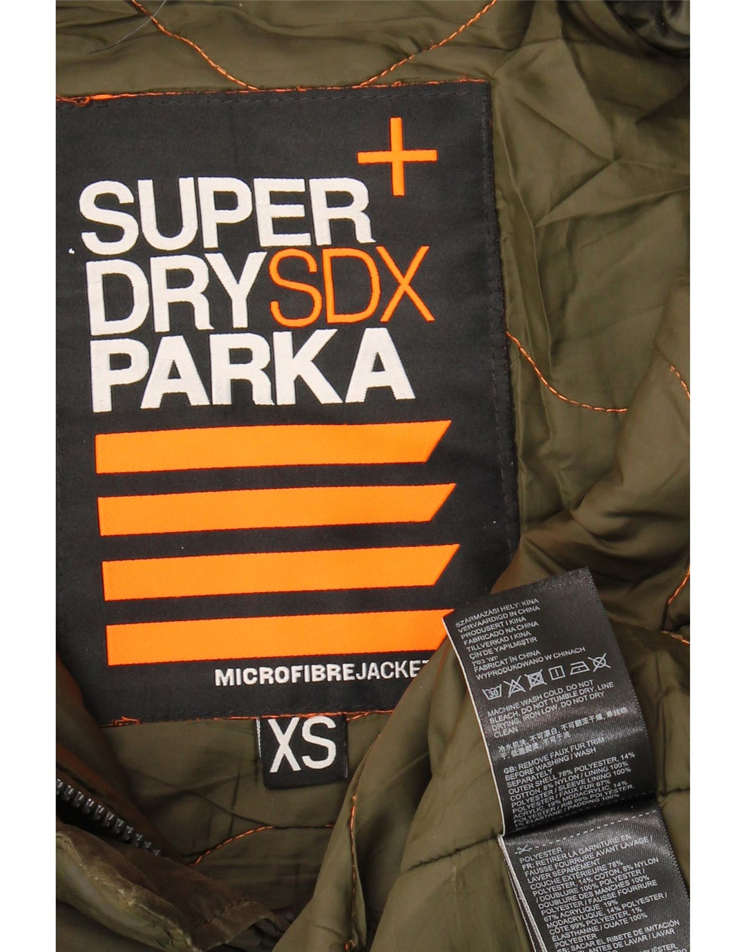 Superdry Γυναικείο Μπουφάν με κουκούλα Parka UK 6 XS Χακί Πολυεστέρας