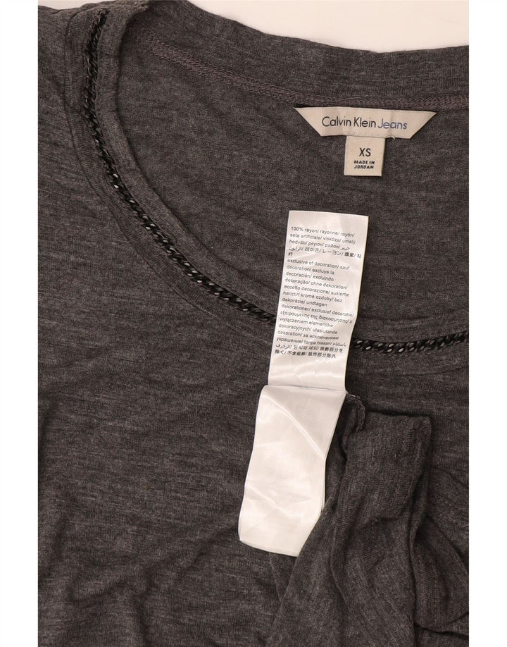 Γυναικείο T-shirt Calvin Klein Loose Fit Top UK 8 XS Grey Rayon