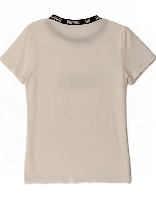 Γυναικείο κανονικό γραφικό μπλουζάκι Puma Top UK 14 Medium White