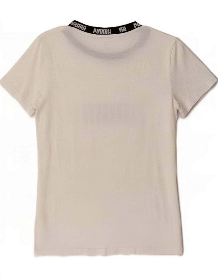 Γυναικείο κανονικό γραφικό μπλουζάκι Puma Top UK 14 Medium White