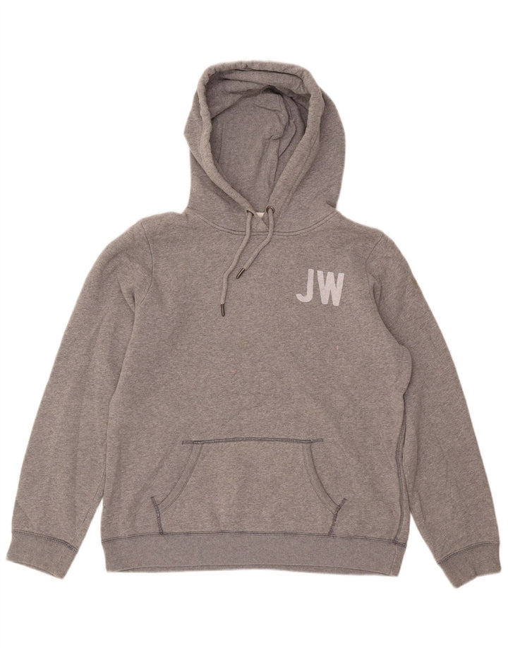 JACK WILLS Γυναικείο γραφικό μπλούζα με κουκούλα UK 14 μεγάλο γκρι βαμβακερό