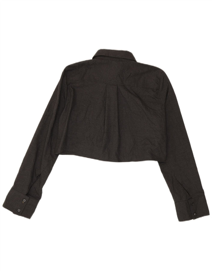 ZARA Γυναικείο πουκάμισο Crop Μπλούζα UK 14 Medium Grey