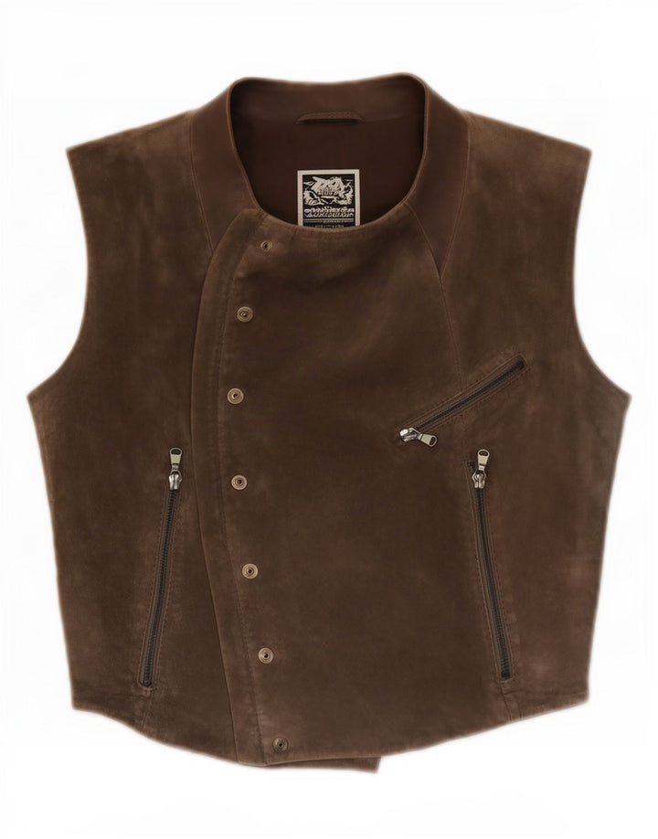 Diesel Γυναικείο Suede Γιλέκο UK 10 Small Brown Δερμάτινο
