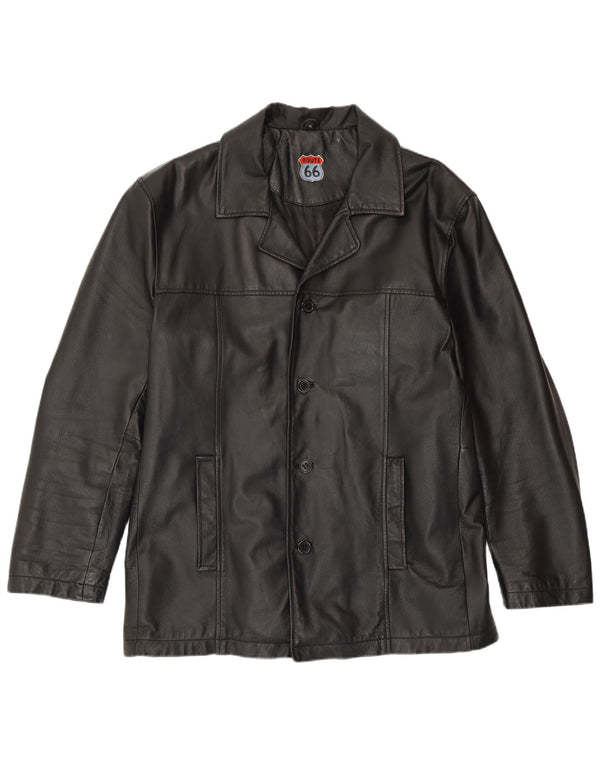 ROUTE 66 Ανδρικό Δερμάτινο Μπουφάν UK 42 XL Μαύρο Δερμάτινο