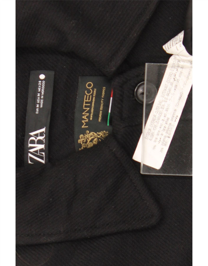 Zara Γυναικείο Πανωφόρι UK 14 Medium Black Wool