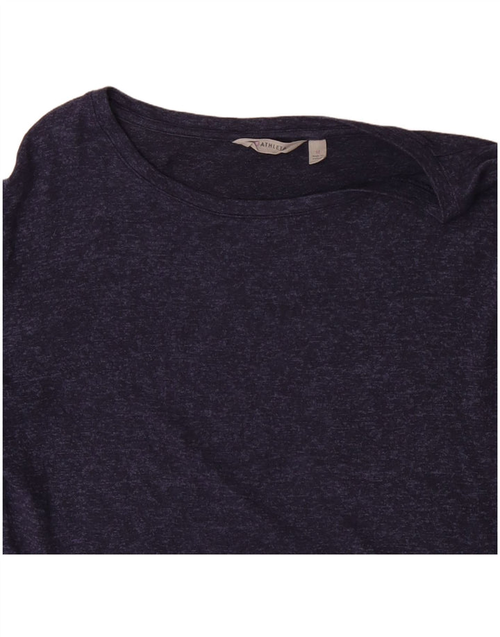 ATHLETA Womens Top Long Sleeve UK 14 Medium Navy Blue Flecked Rayon