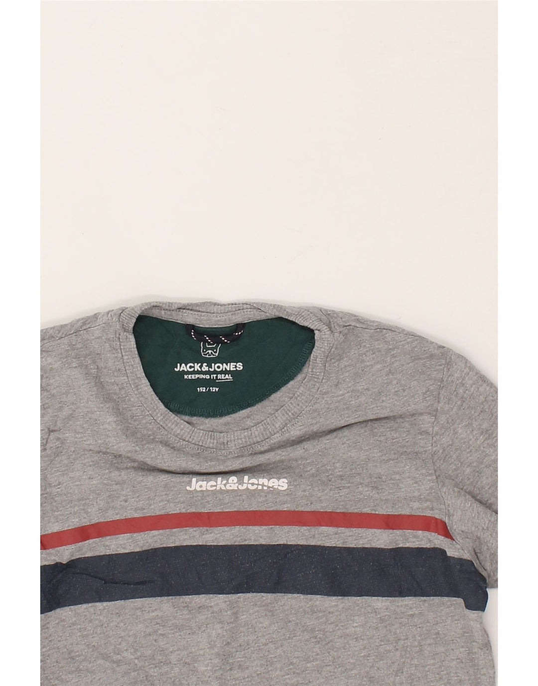 JACK & JONES Boys Graphic Top Long Sleeve 11-12 Years Grey Cotton Vintage Jack & Jones and Second-Hand Jack & Jones from Messina Hembry 
