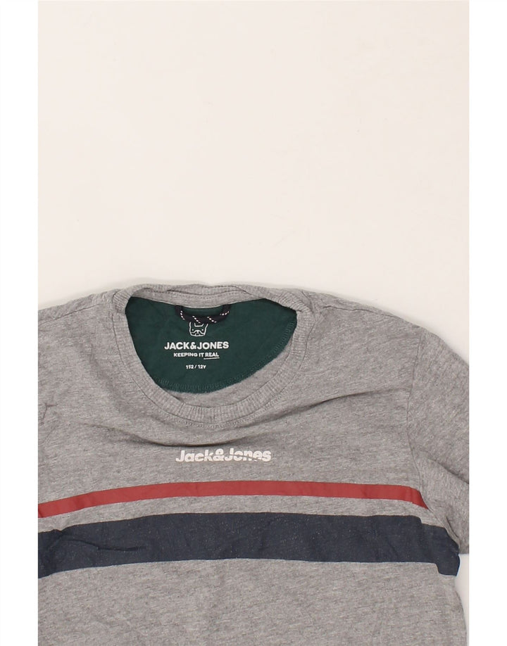 JACK & JONES Boys Graphic Top Long Sleeve 11-12 Years Grey Cotton Vintage Jack & Jones and Second-Hand Jack & Jones from Messina Hembry 