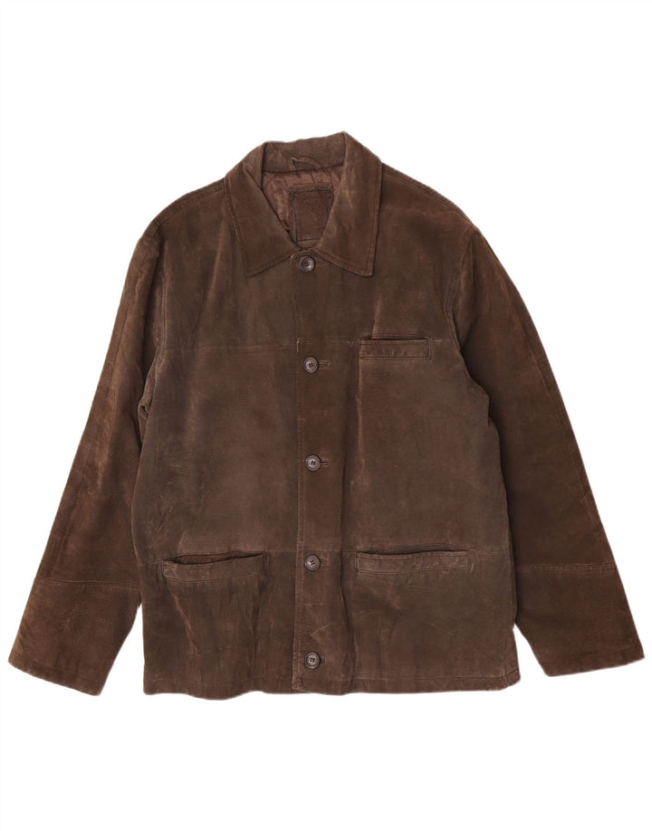 Vintage Ανδρικό Suede Jacket UK 40 Large Brown Δερμάτινο