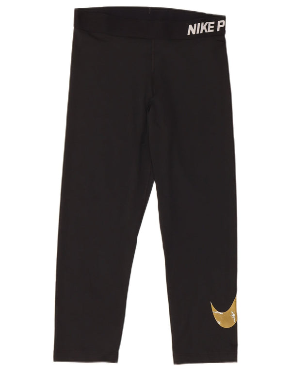 Γυναικεία Nike Dri Fit Graphic Capri leggings UK 12 Medium Black Polyester
