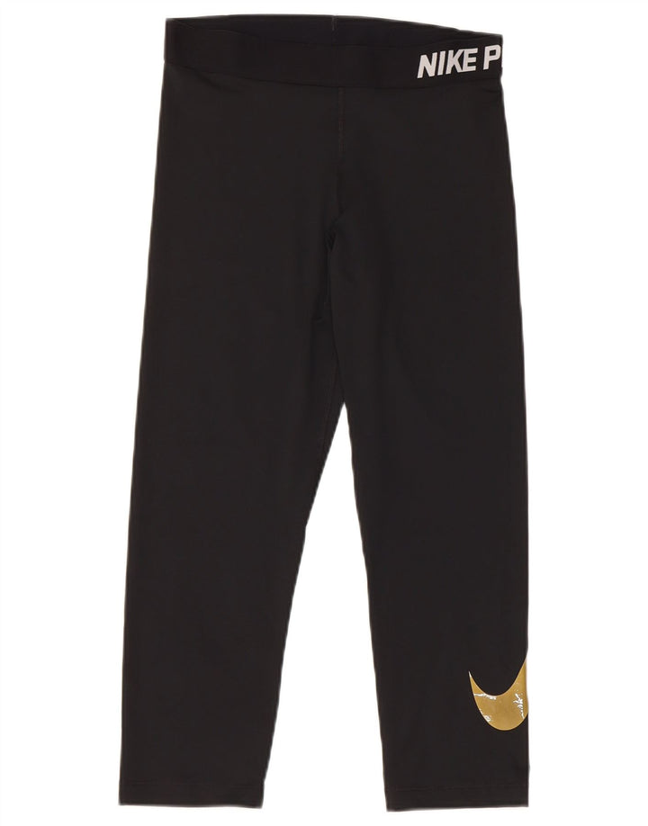 Γυναικεία Nike Dri Fit Graphic Capri leggings UK 12 Medium Black Polyester
