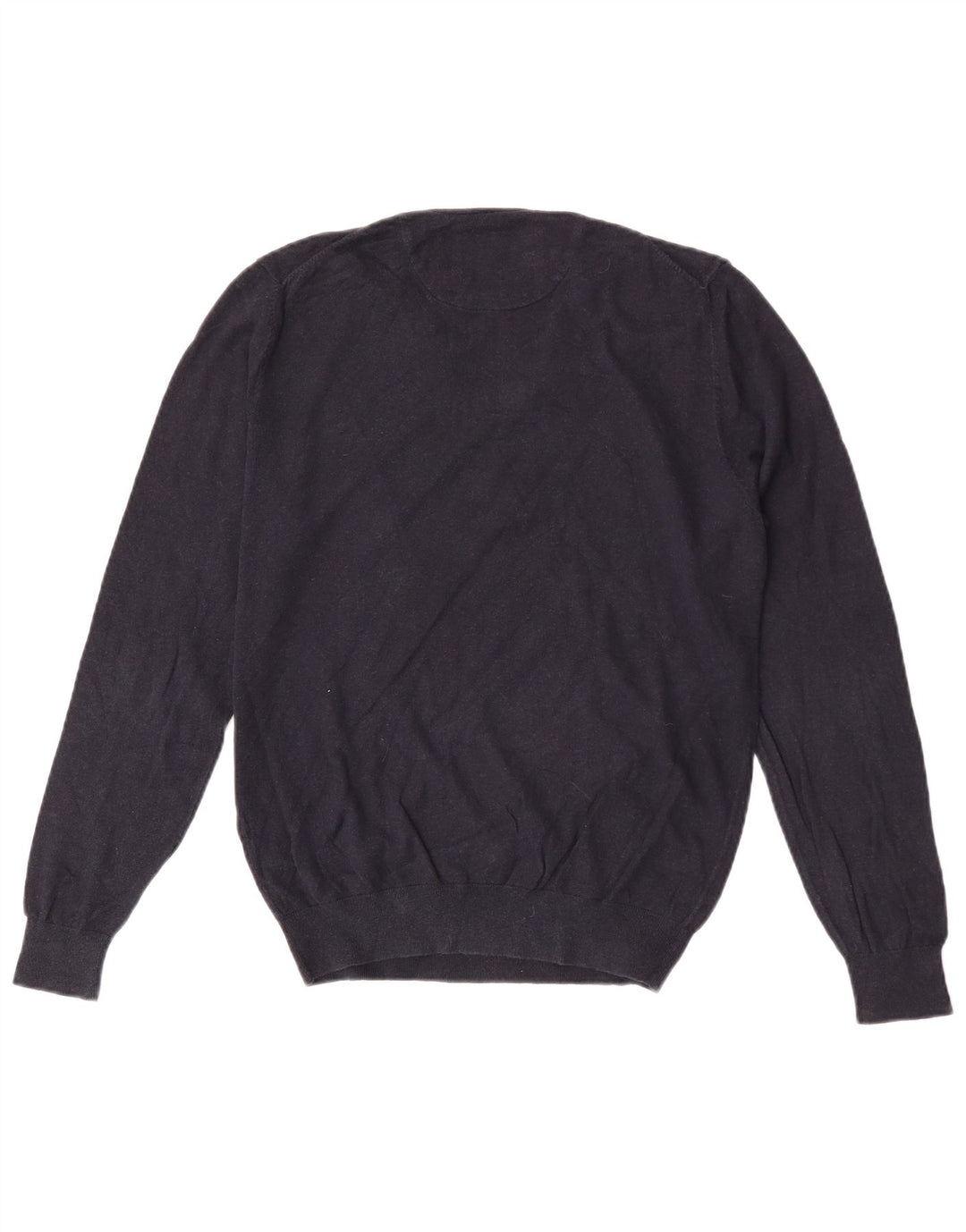 Ανδρικό πουλόβερ Massimo Dutti με V λαιμόκοψη, Βαμβακερό μεσαίο ναυτικό