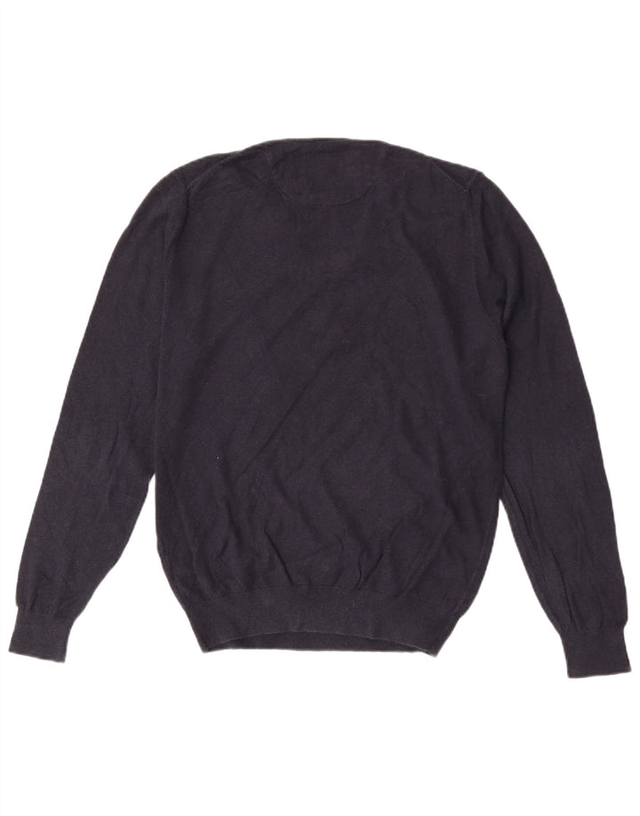 Ανδρικό πουλόβερ Massimo Dutti με V λαιμόκοψη, Βαμβακερό μεσαίο ναυτικό