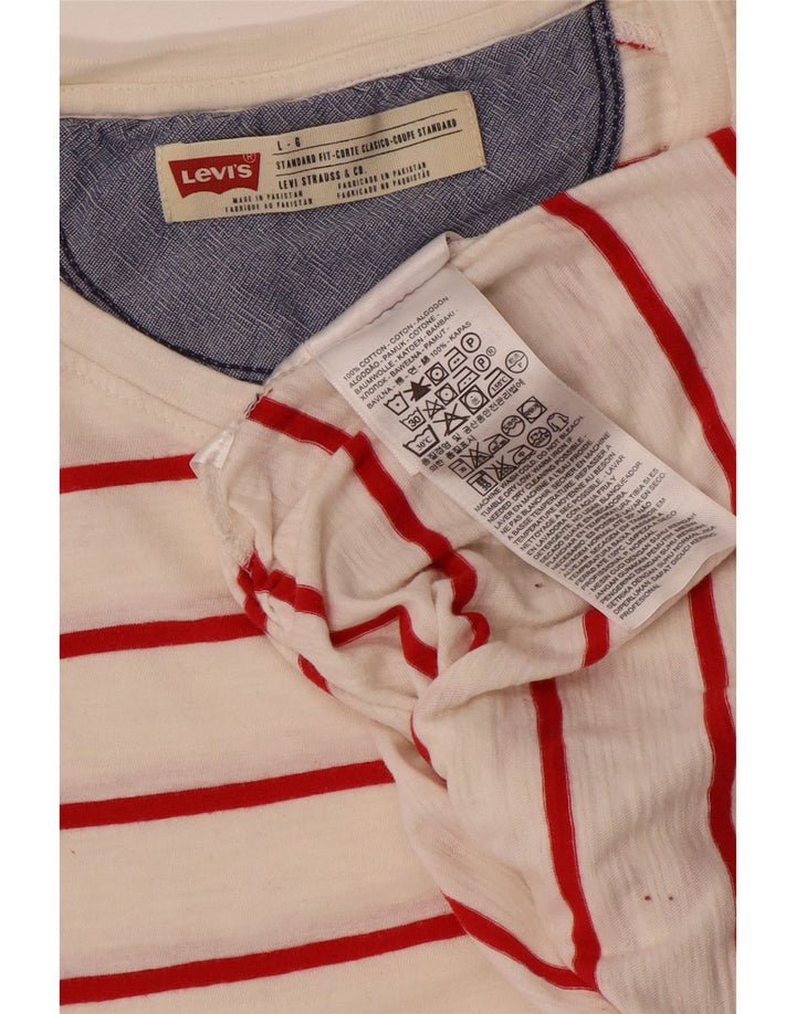 Ανδρικό τοπ Levi's μακρυμάνικο μεγάλο λευκό ριγέ βαμβακερό