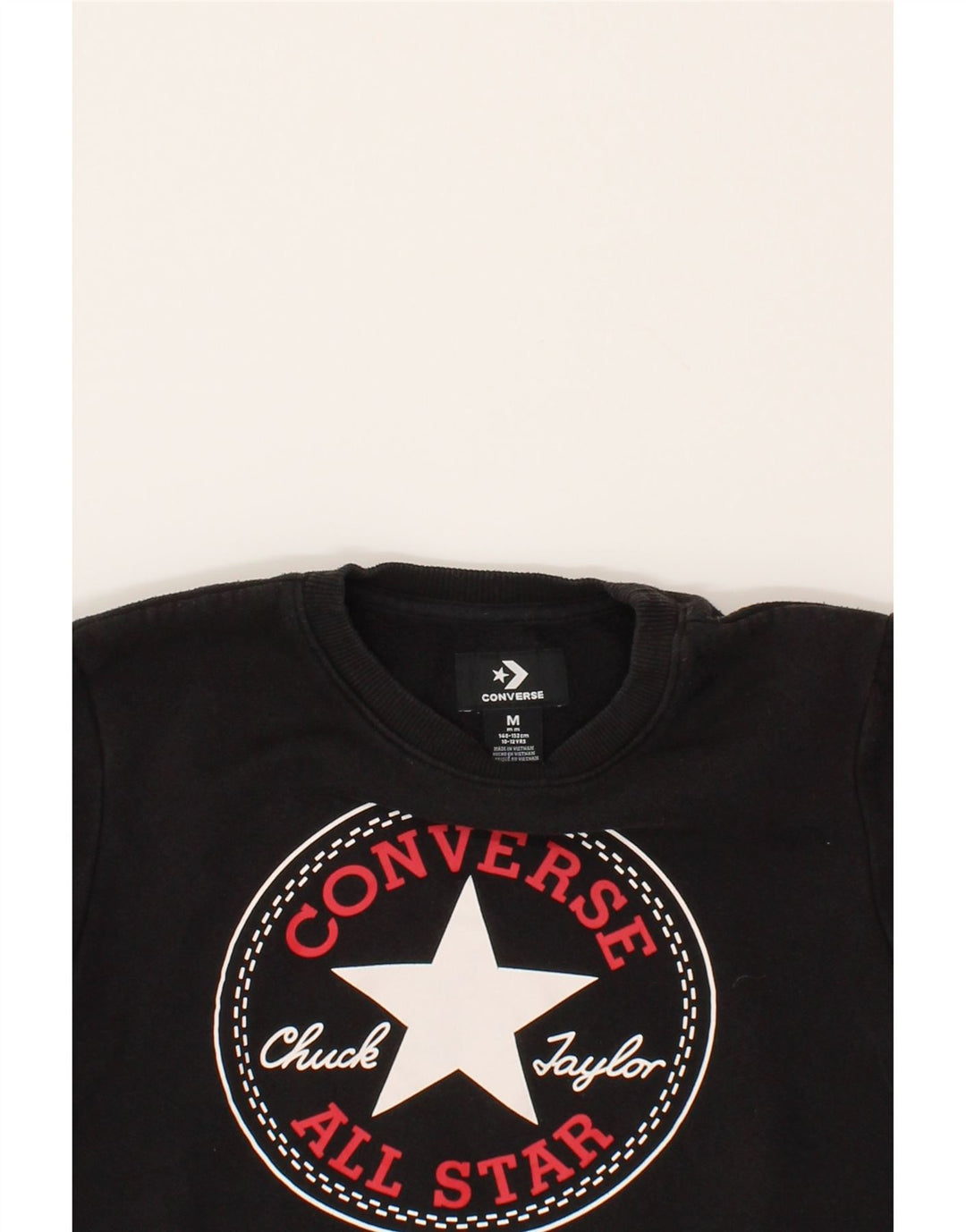 CONVERSE Girls Graphic Sweatshirt Jumper 10-11 Years Medium  Black Cotton Vintage Converse and Second-Hand Converse from Messina Hembry 
