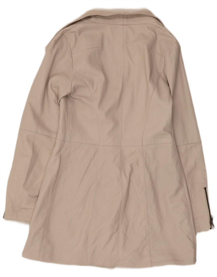 Vintage Γυναικείο Δερμάτινο Παλτό IT 42 Medium Off White Δέρμα