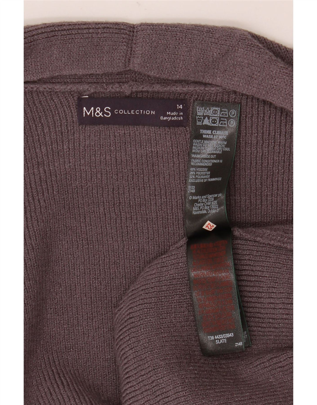 Marks & Spencer Γυναικείο Longline ανοιχτό πουλόβερ ζακέτα UK 14 Large Grey