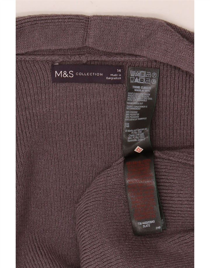 Marks & Spencer Γυναικείο Longline ανοιχτό πουλόβερ ζακέτα UK 14 Large Grey
