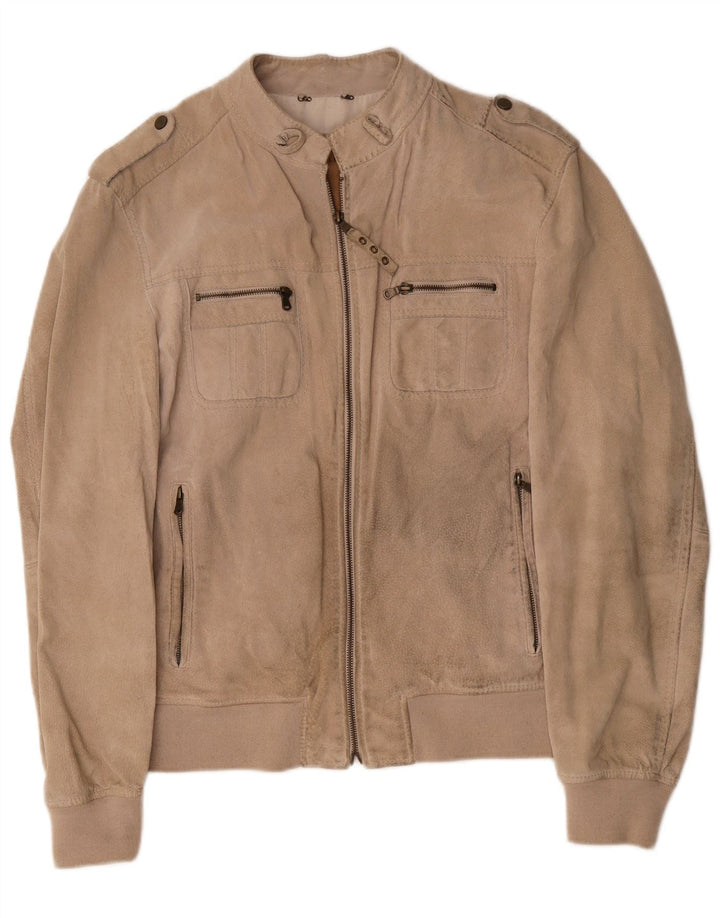 Conbipel Ανδρικό Suede Biker Jacket IT 54 XL Grey Leather