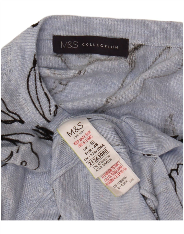 MARKS & SPENCER Γυναικείο πουλόβερ με λαιμόκαυστο UK 18 XL Blue Floral