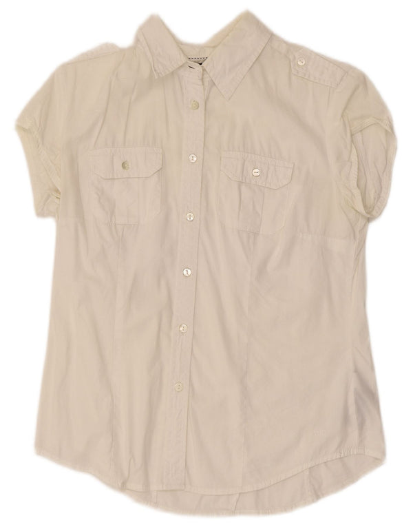 Tommy Hilfiger Γυναικείο Military κοντομάνικο πουκάμισο UK 6 XS λευκό βαμβακερό