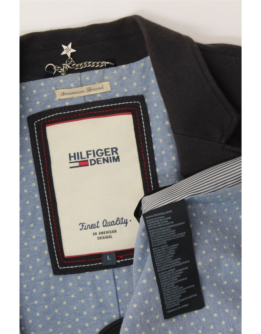 TOMMY HILFIGER Γυναικείο σακάκι 1 κουμπιού σακάκι UK 14 μεγάλο μπλε από βαμβάκι