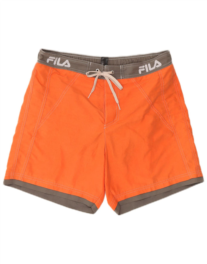 Ανδρικό γραφικό σορτς κολύμβησης Fila με μεγάλο πορτοκαλί χρώμα πολυεστέρα