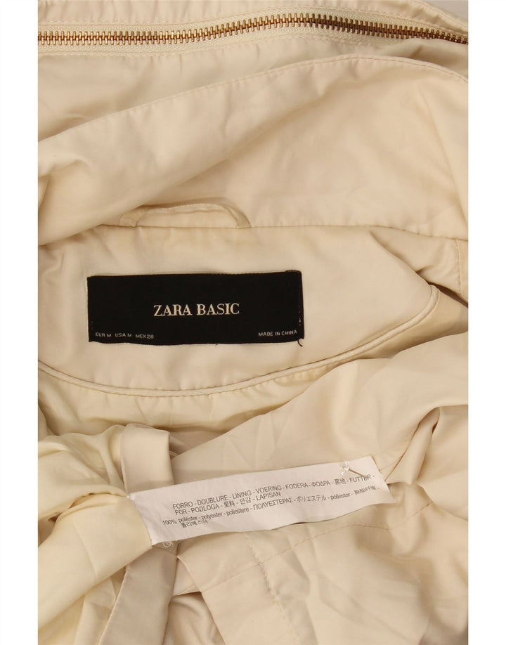 Zara Γυναικείο Bomber Jacket με κουκούλα UK 14 Medium Off White Polyester