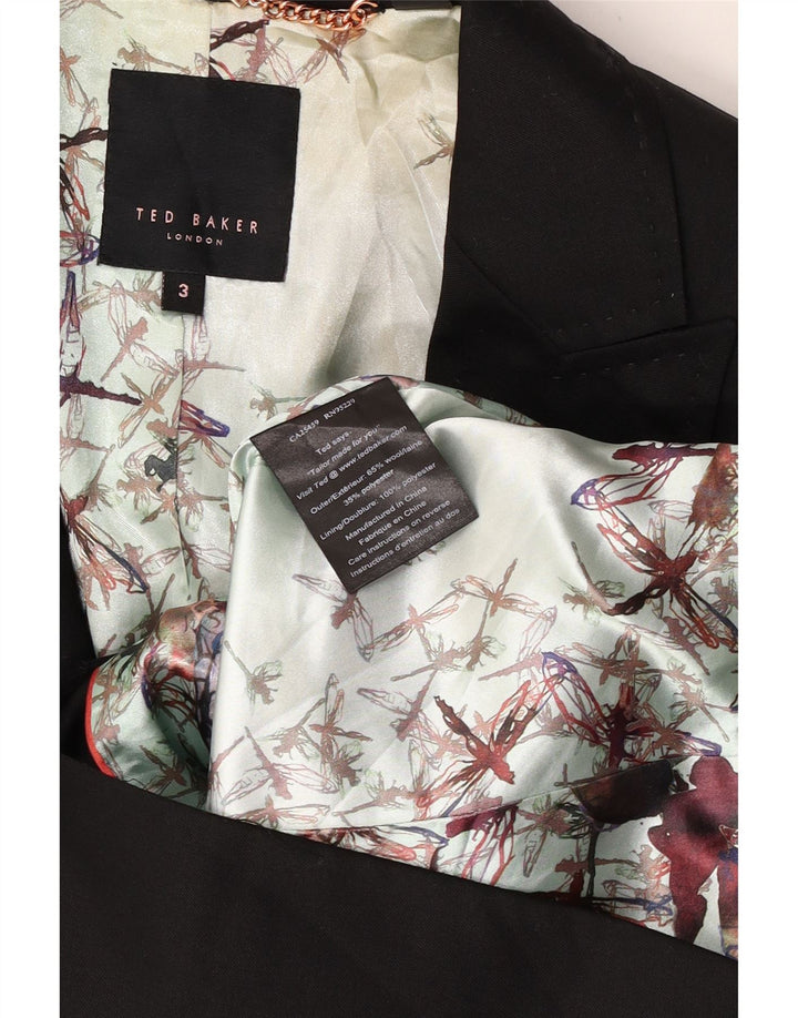 Ted Baker Γυναικείο σακάκι 1 κουμπιού blazer Μέγεθος 3 Μεσαίο μαύρο μαλλί