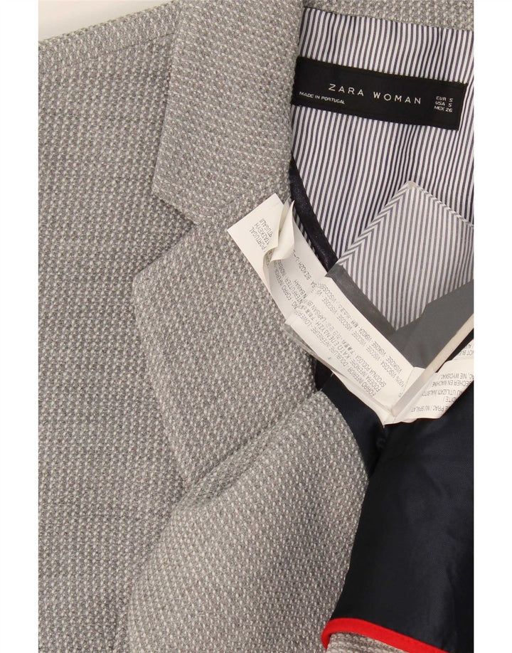 Zara Γυναικείο μπουφάν blazer UK 10 Small Grey Viscose