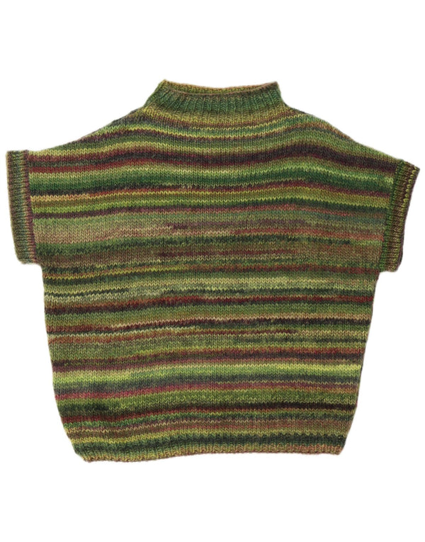 Vintage γυναικείο πουλόβερ με λαιμό χελώνα UK 18 XL πράσινο ριγέ