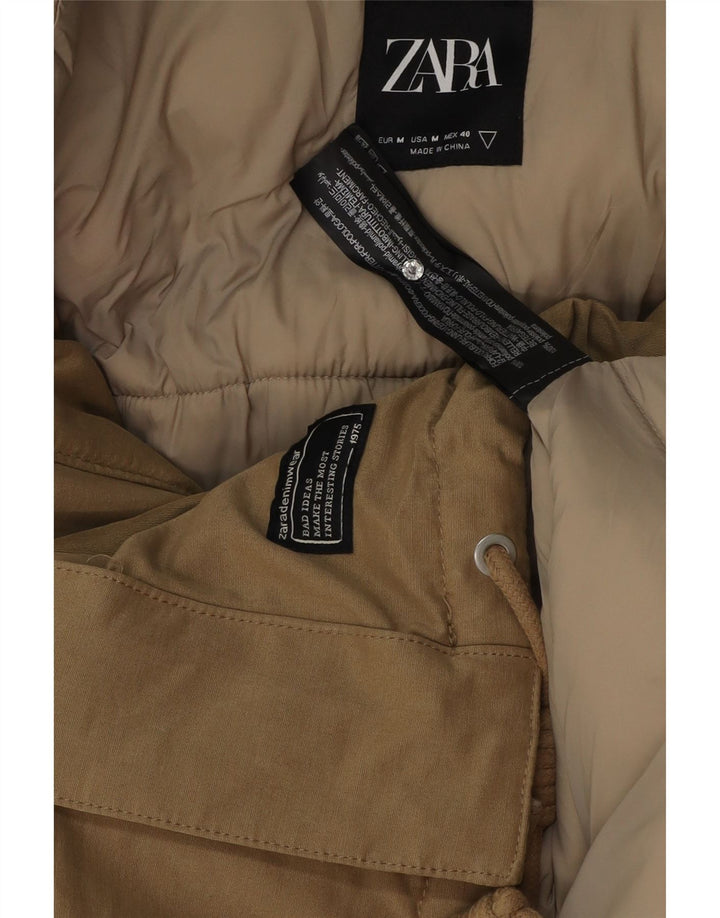 Zara Ανδρικό μπουφάν με κουκούλα Loose Fit padded UK 38 Medium Beige Polyester