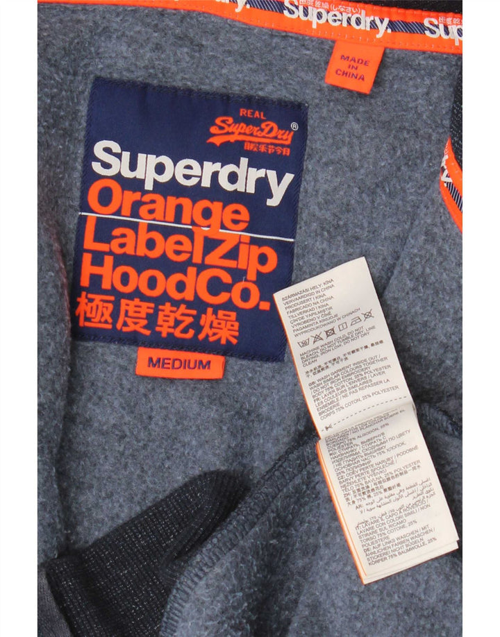 Ανδρικό πουλόβερ με κουκούλα με φερμουάρ Superdry, βαμβακερό, μεσαίο μπλε ναυτικό