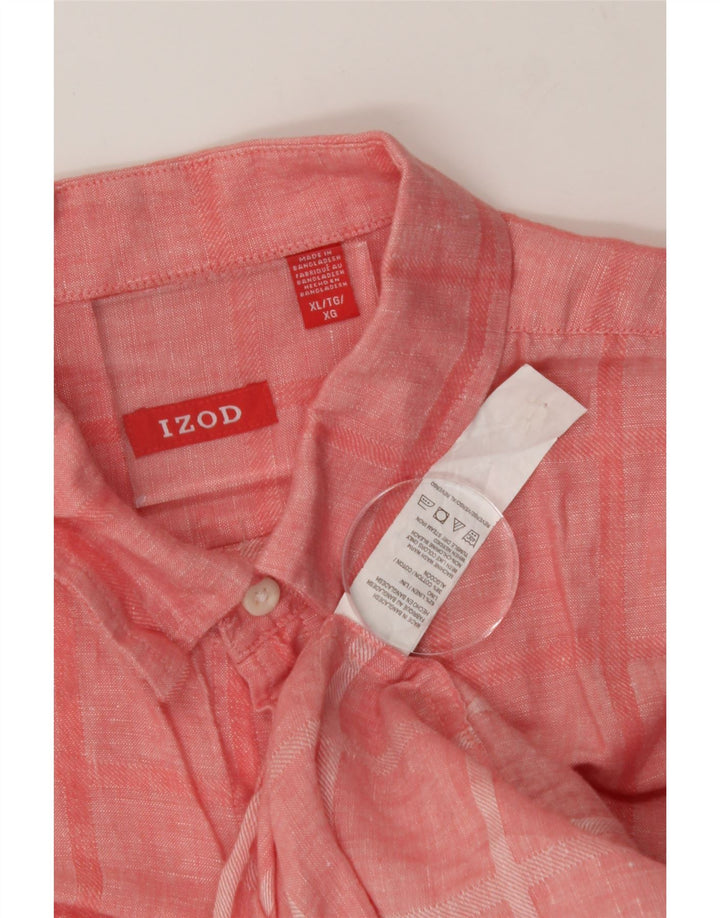 IZOD Mens Short Sleeve Shirt XL Red Check Linen Vintage Izod and Second-Hand Izod from Messina Hembry 
