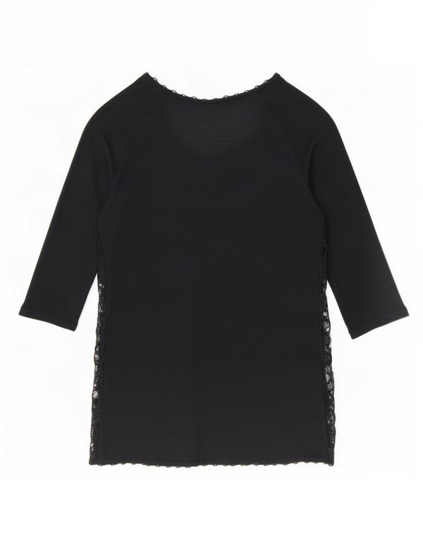 Zara Γυναικεία See Through Top 3/4 Sleeve UK 12 Medium Black