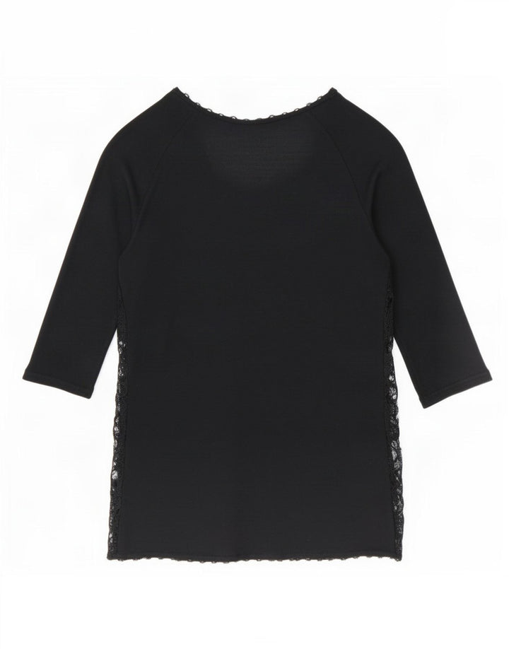 Zara Γυναικεία See Through Top 3/4 Sleeve UK 12 Medium Black