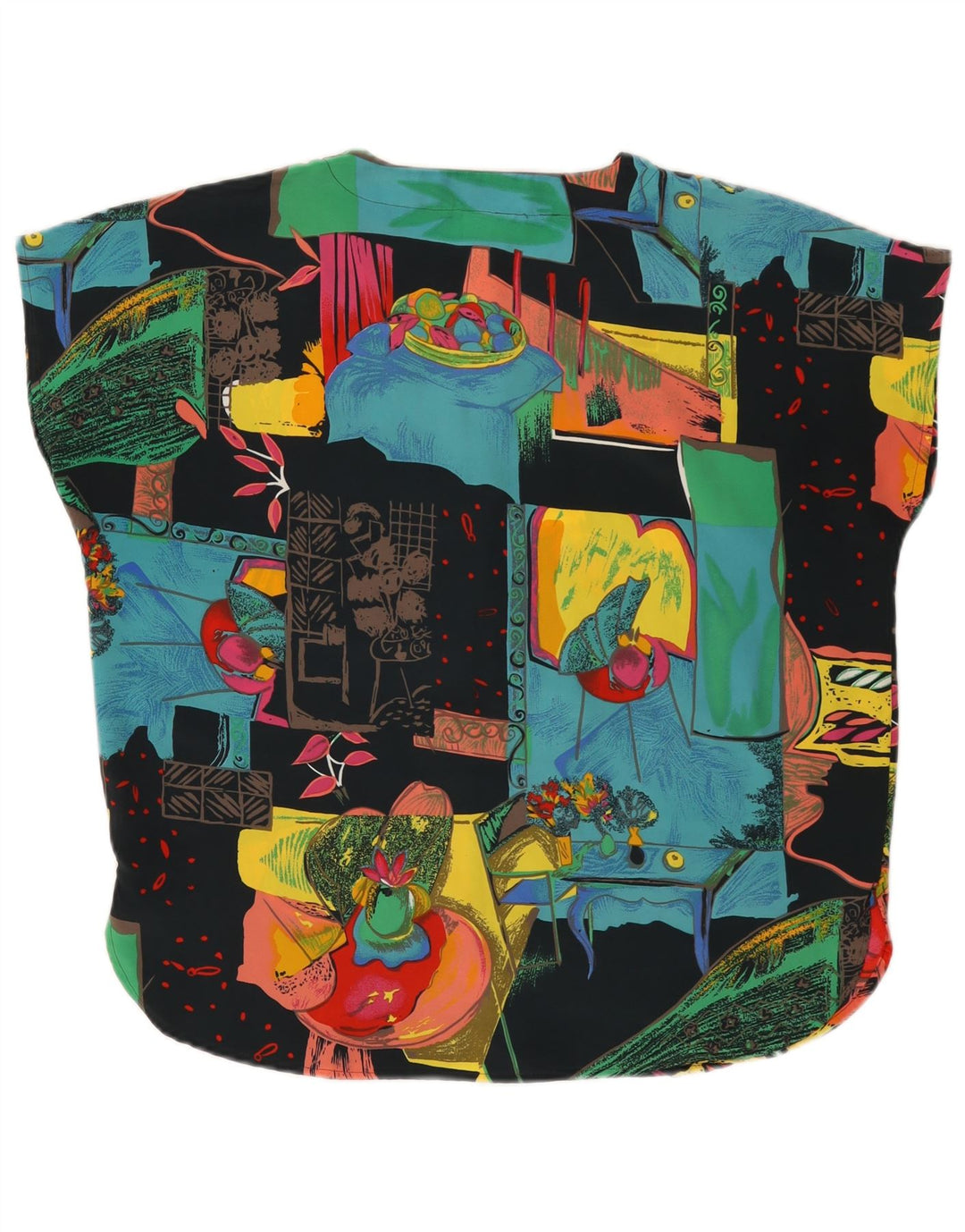 NEW FAST Γυναικεία Abstract Pattern Μπλούζα Top EU 42 Large Black Polyester