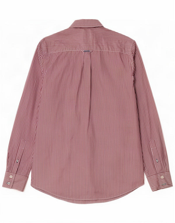 Crew Clothing Ανδρικά ρούχα Κλασική Εφαρμογή Πουκάμισο Small Burgundy Pinstripe Βαμβακερό