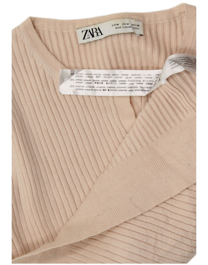Γυναικείο πουλόβερ ZARA Crop Cardigan UK 12 Medium Beige Viscose