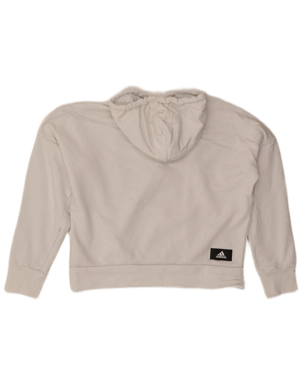 Γυναικείο Adidas Oversized Crop Graphic Hoodie Jumper UK 4/6 XS Λευκό βαμβακερό