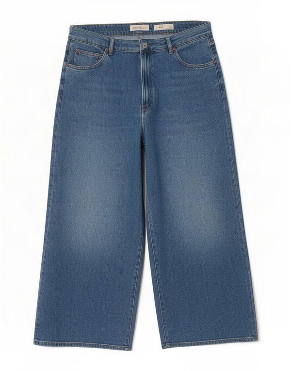 Marks & Spencer Γυναικεία ψηλόμεση τζιν φαρδύ πόδι UK 16 Large W36 L22 Blue