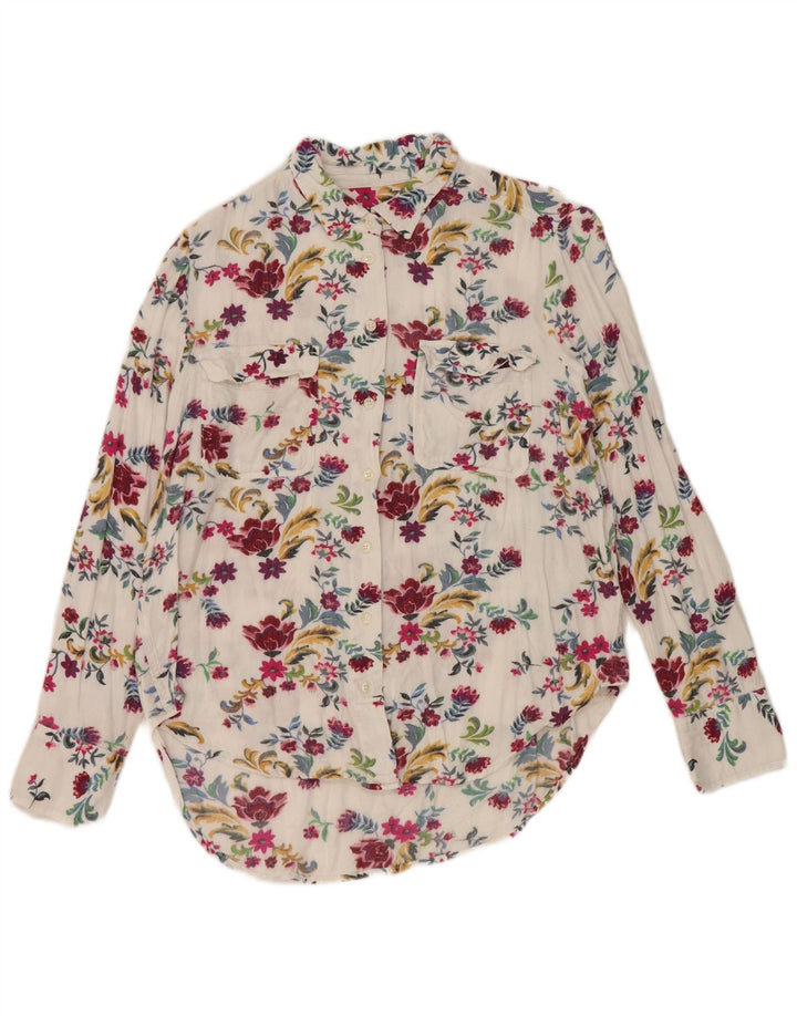 Marks & Spencer Γυναικείο πουκάμισο UK 12 Medium White Floral Viscose