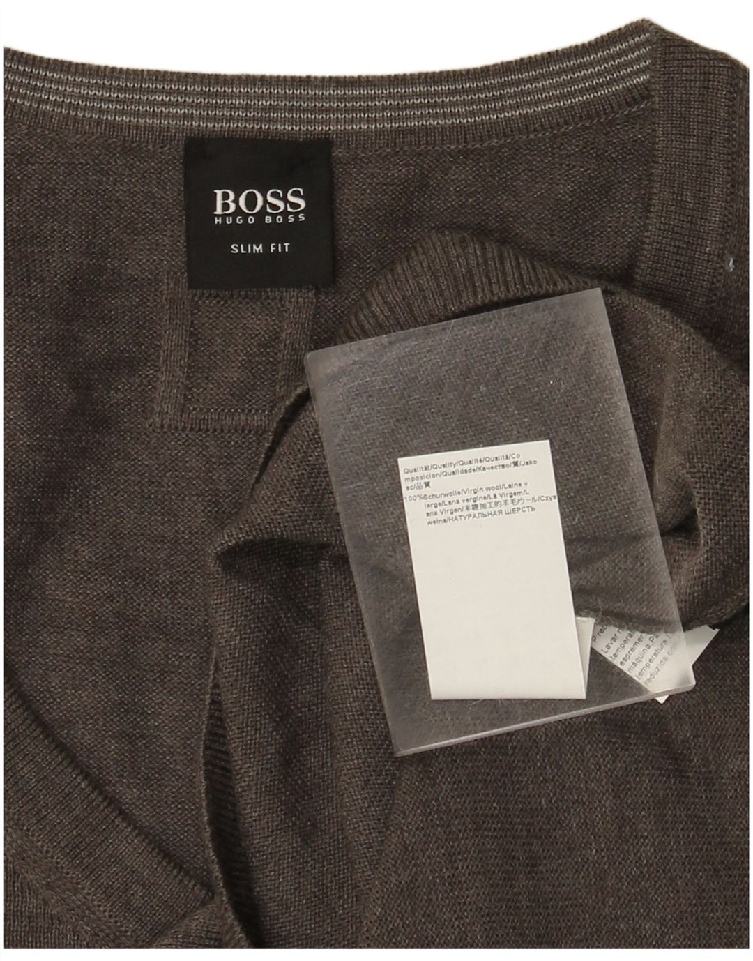 Ανδρικό πουλόβερ HUGO BOSS Slim Fit με V λαιμόκοψη 3XL γκρι μαλλί