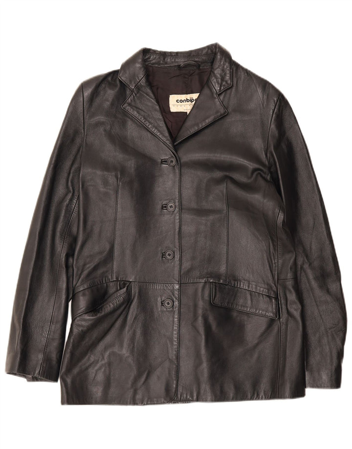 Conbipel Γυναικείο Δερμάτινο Μπουφάν Blazer 4 Κουμπιών IT 48 XL Μαύρο