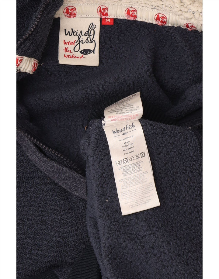 Weird Fish γυναικείο πουλόβερ με κουκούλα με φερμουάρ UK 14 Large Navy Blue Polyester