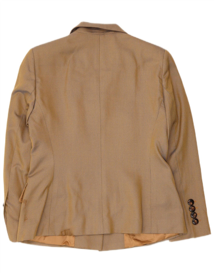 Escada Womens Elements Blazer Jacket UK 12 Medium Beige Ψαροκόκκαλο