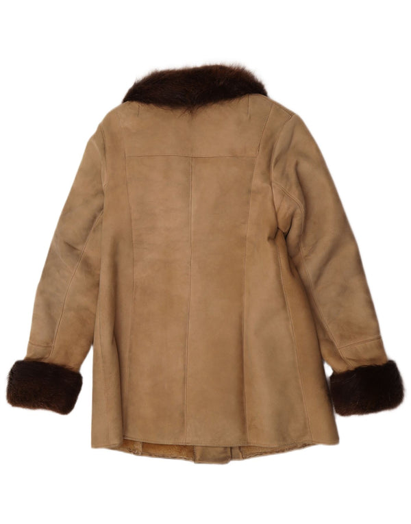 Vintage γυναικείο παλτό Shearling UK 10 Small Beige