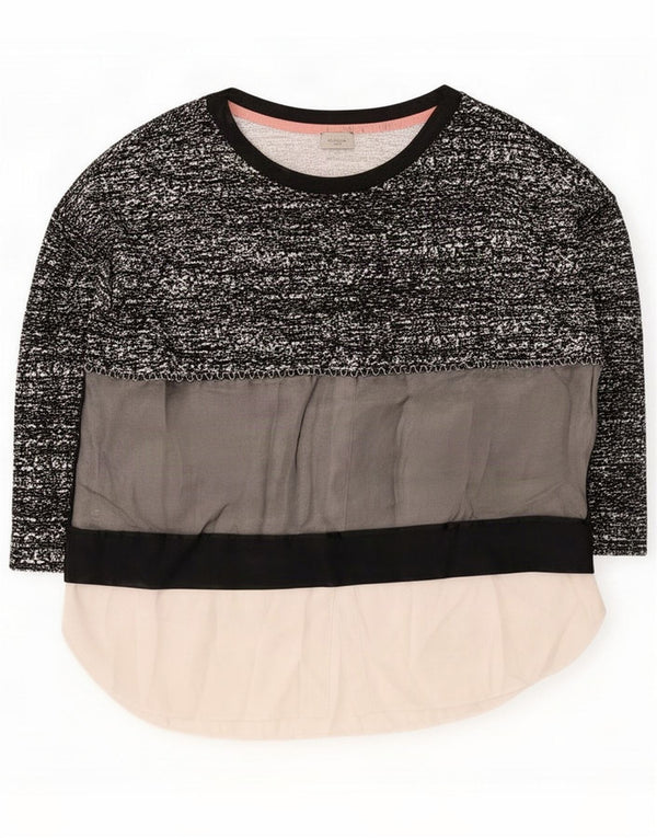 Marella Womens Top 3/4 Sleeve UK 18 XL Black Colourblock